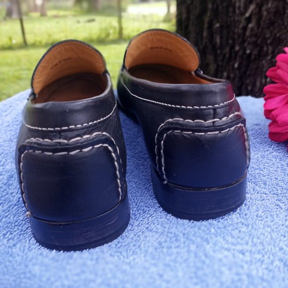 Cole Haan black loafers with white stitching - Picture 3 of 12